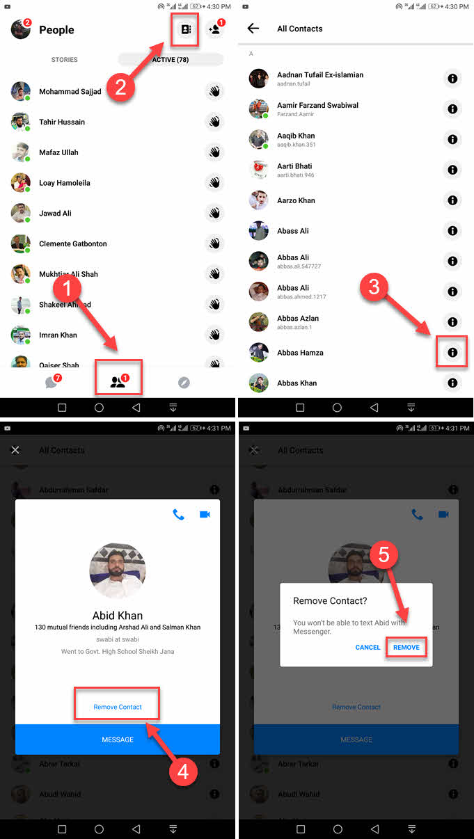 How to Remove a Non Friend from Messenger Contacts