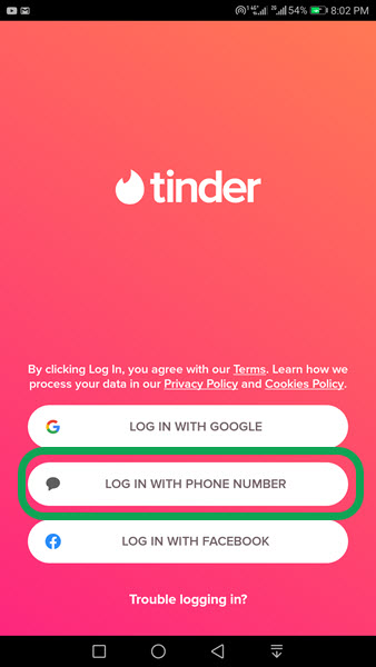 Log in with your phone number to make a new account