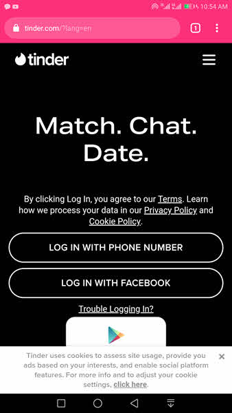 Login with a Browser on your Mobile to Tinder
