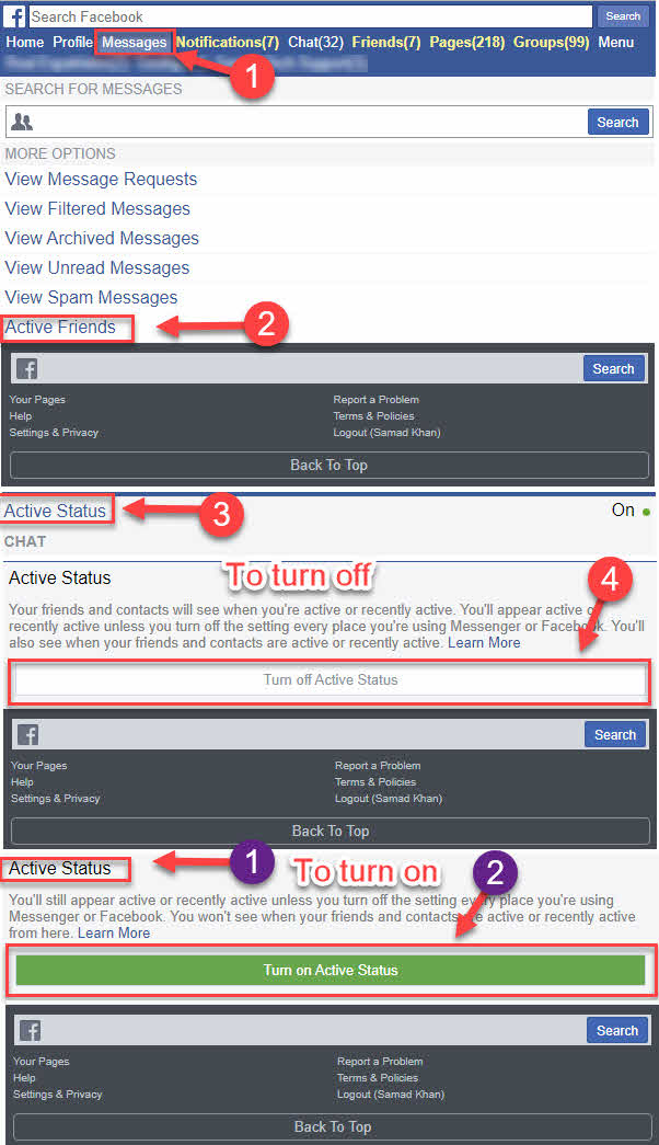 Turn On and Off Active Status on Mbasic Facebook Version