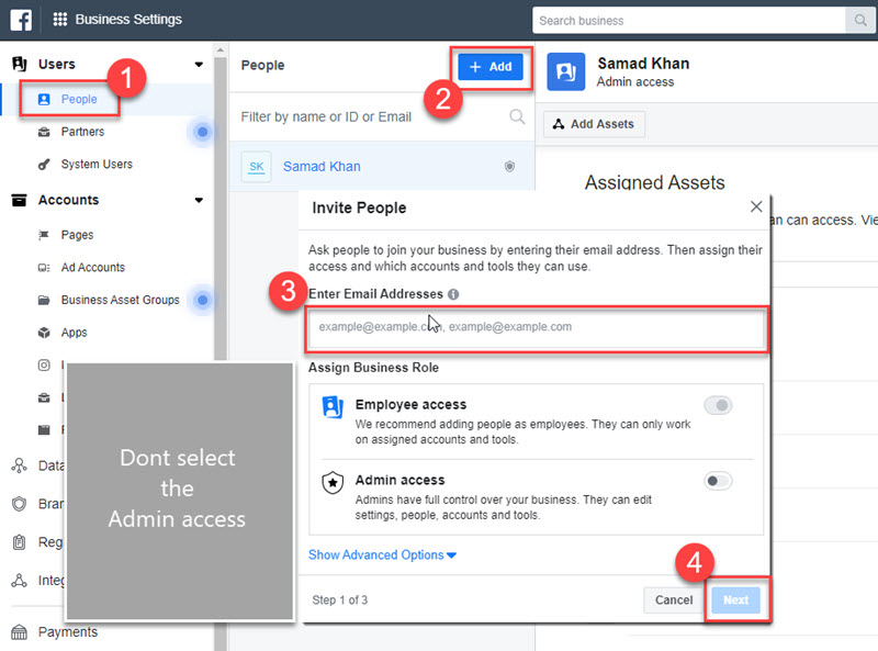 How to Add admin to a business Facebook page