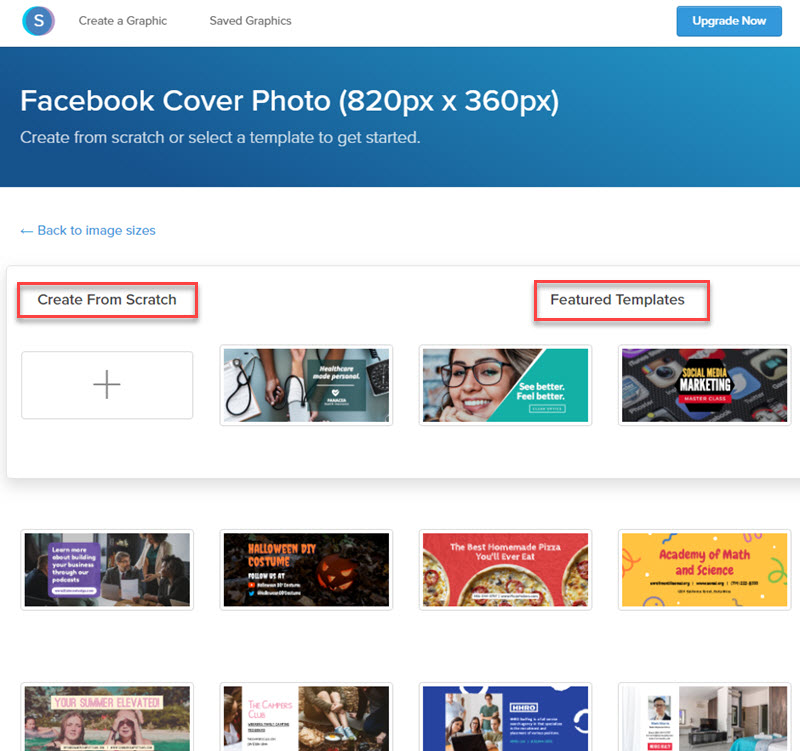 Create FB cover from scratch or use ready made templates