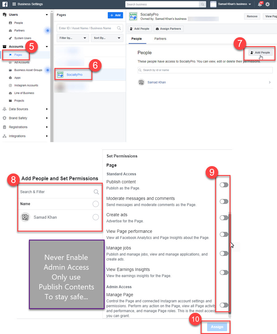 How to Add admin to a business Facebook page