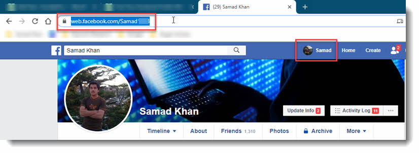 Method 2 - Find and copy link of your Facebook profile