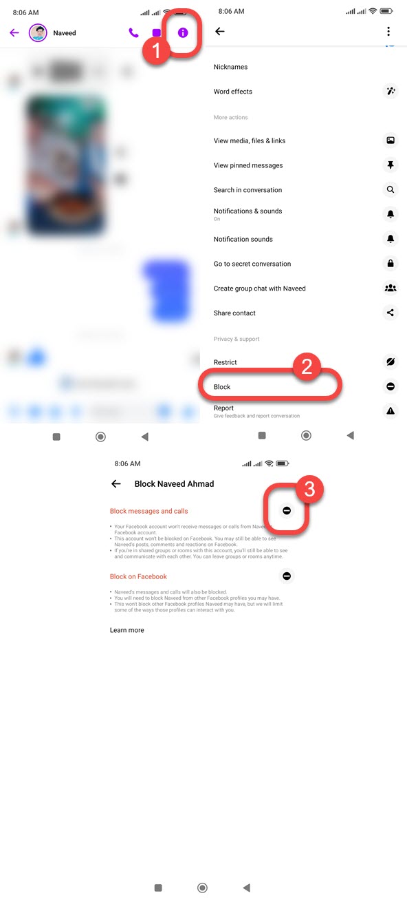 Method 2 to Block Someone on Messenger on Android
