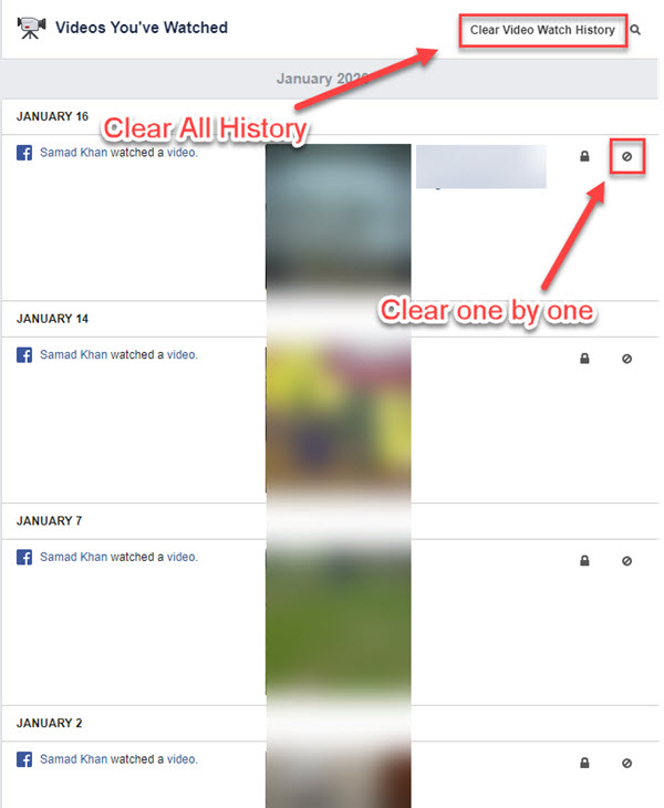 Clear Facebook Watch Video History on PC