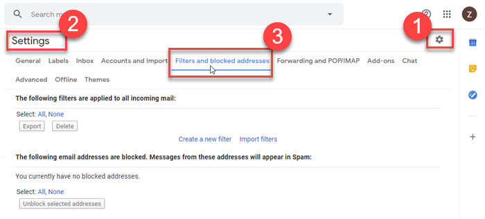 Delete Email Filters in Gmail
