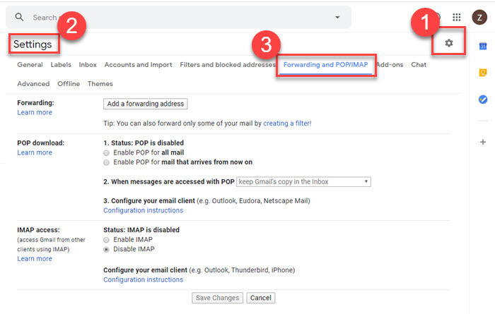 Disable Email Forwarding in Gmail