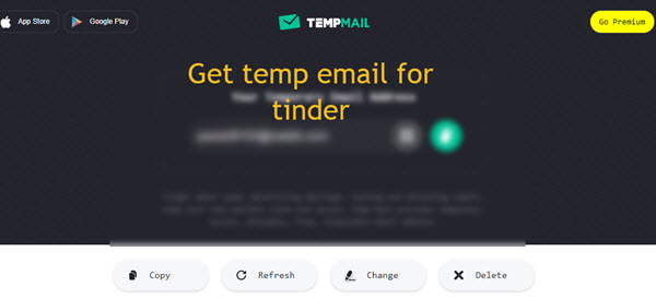 Receive temp email for Tinder new account