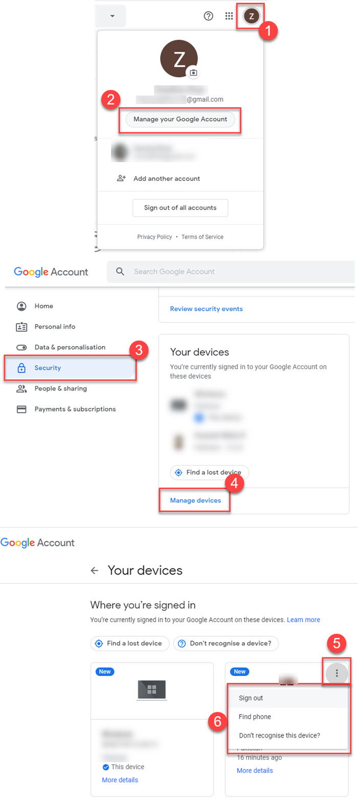 Revoke access to your Gmail account to Sign out