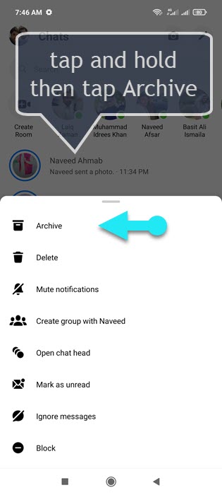 How to Archive chat in Messenger