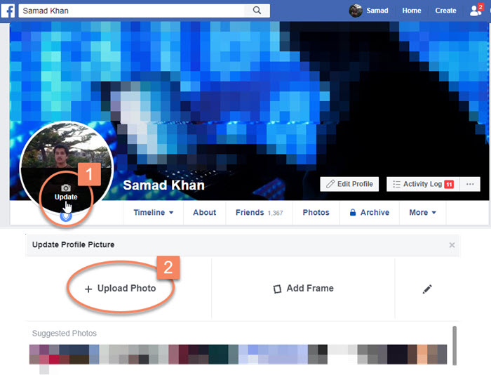 Facebookのプロフィール画像を変更する方法
