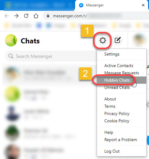 Go to hidden chats on Messenger for web