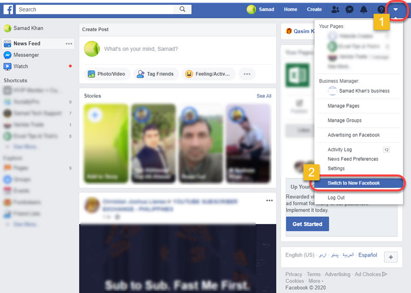 Switch from Old to New Facebook Design