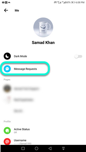 Tap Message Requests for hidden messages on Messenger