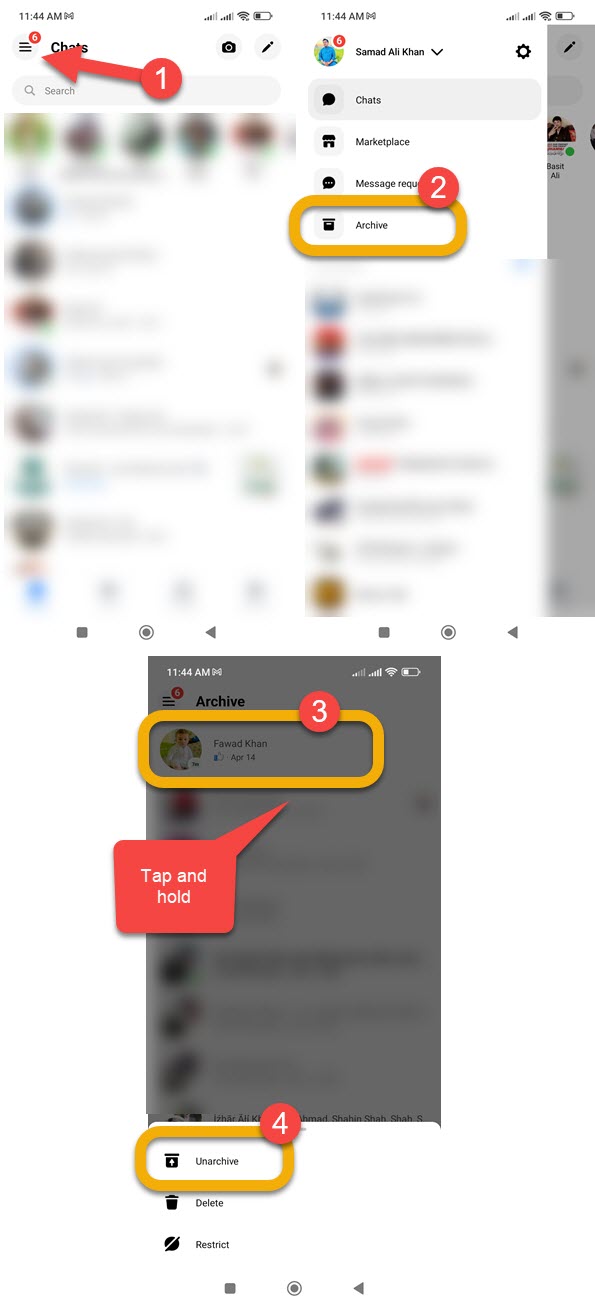 Unhide a Chat or Messages on Messenger