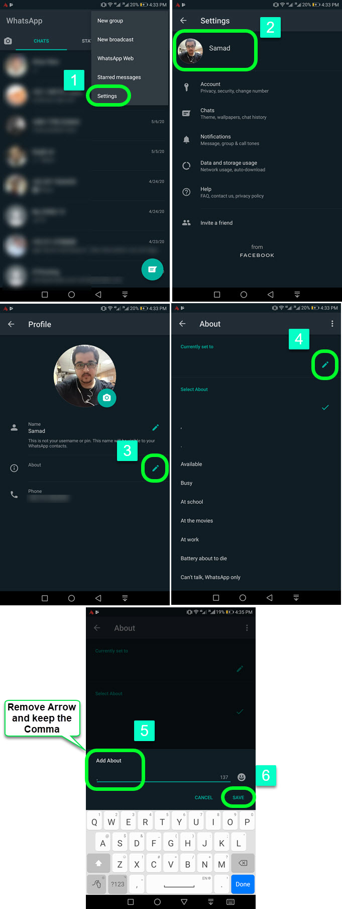 How to Set Blank or Empty WhatsApp Status Android and iPhone