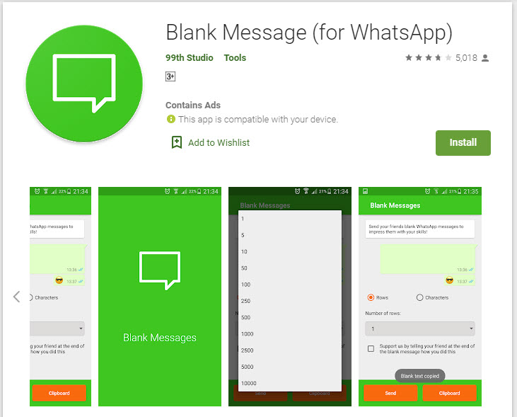 How to send blank messages in WhatsApp