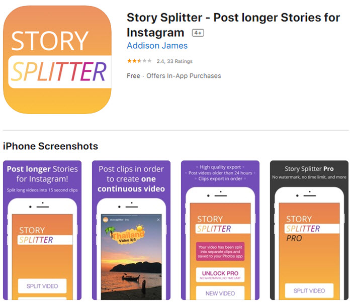 Story Splitter for Android for Posting longer videos on IG