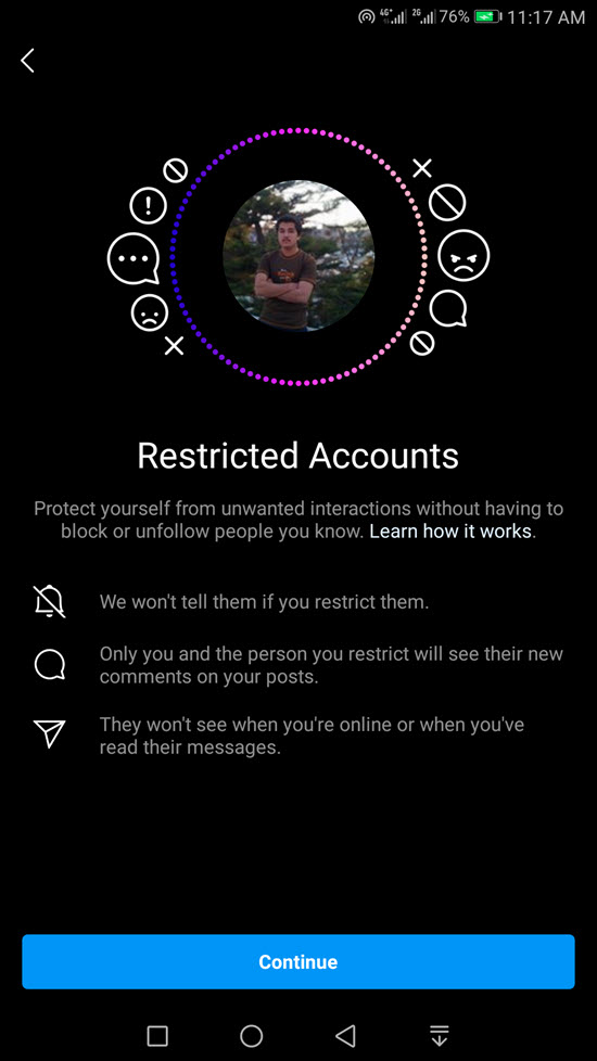 What does restricted means on Instagram