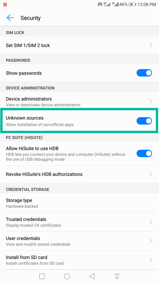 Enable unknown sources before installing old WhatsApp