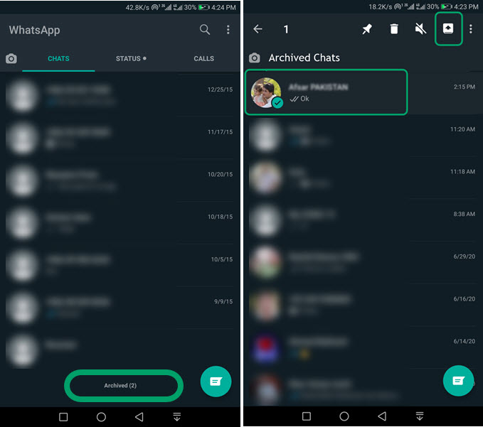 Unarchive Restore or Recover WhatsApp Chat