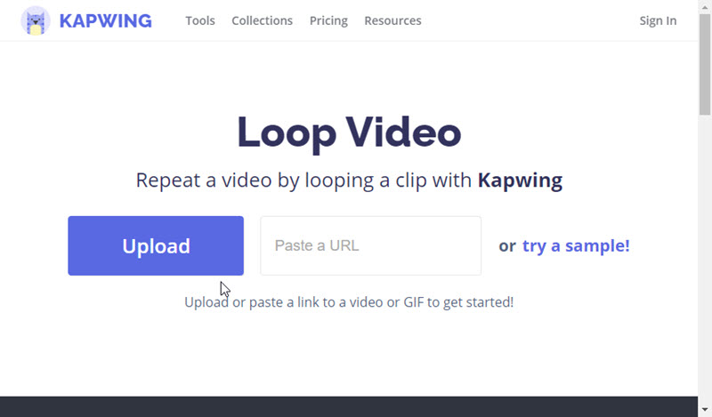 Upload a video to for Looping