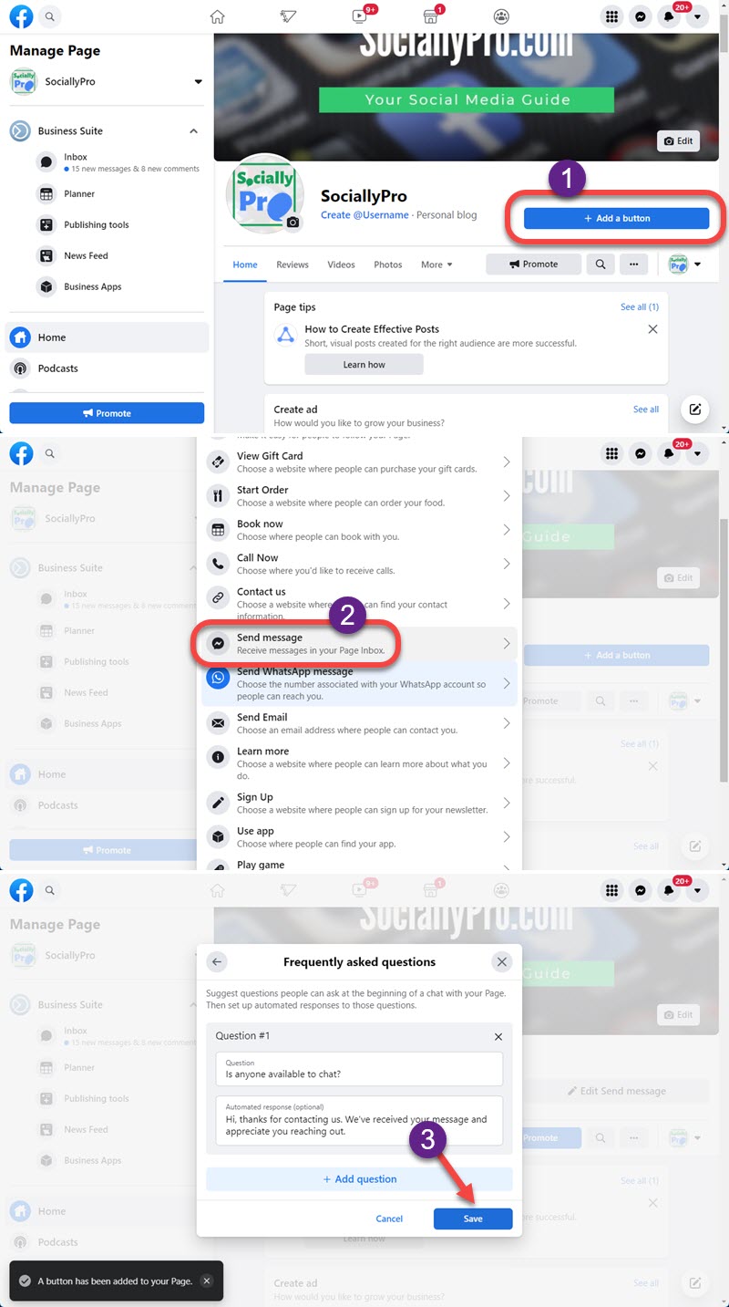 How to Add Send Message Button on Facebook Page in 2022