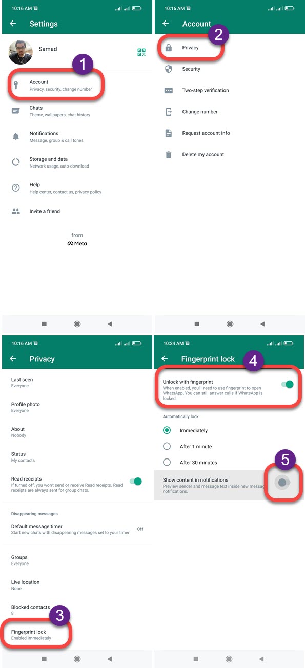 How to hide whatsapp message preview in notification bar