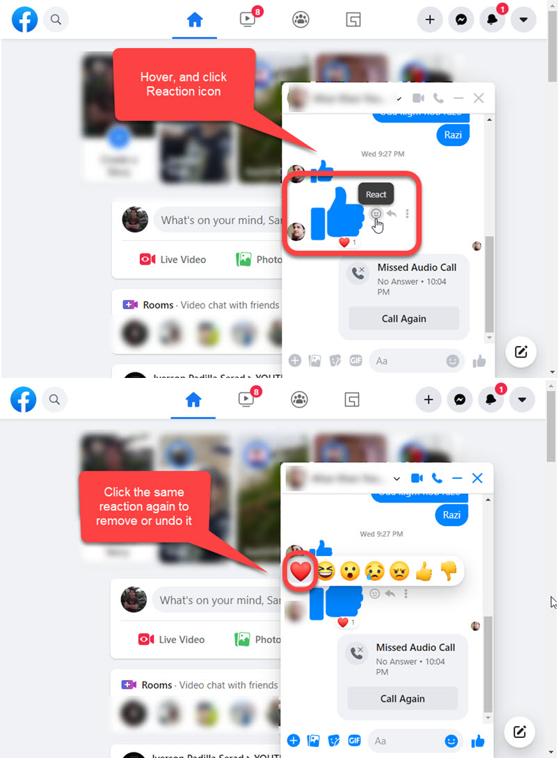 Undo Reactions on Facebook on PC