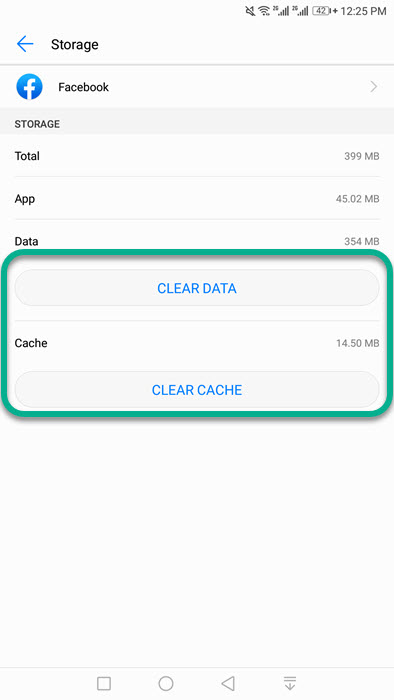 Clear Facebook app data and cache