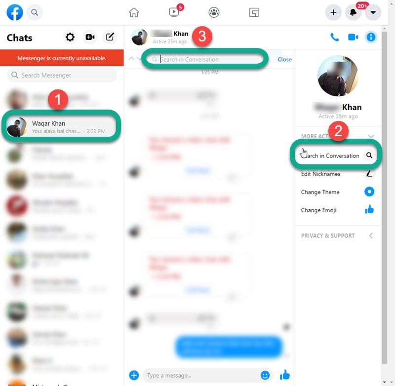 Find Messages in a Single Chat History