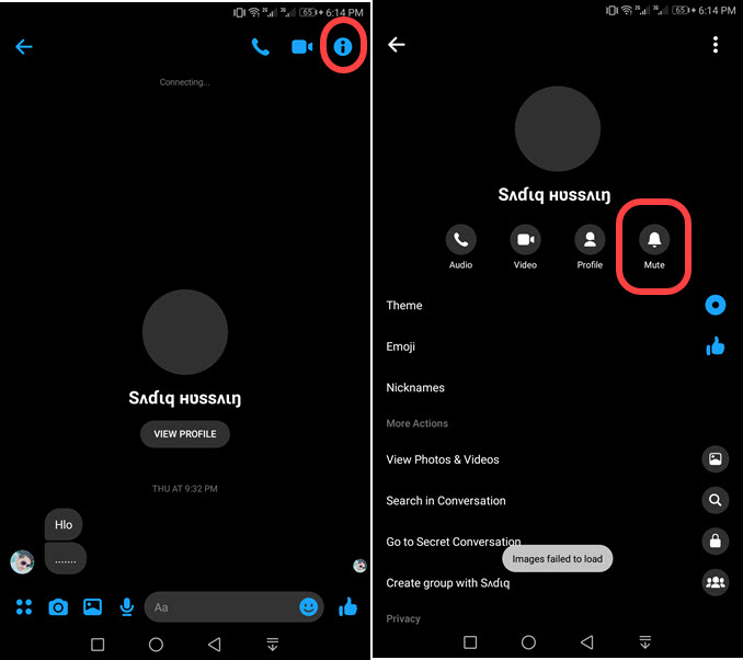Turn off Messenger notifications on Messenger app for one person