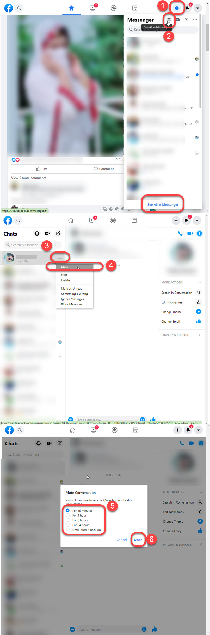 Turn off Messenger notifications on facebook.com for one person