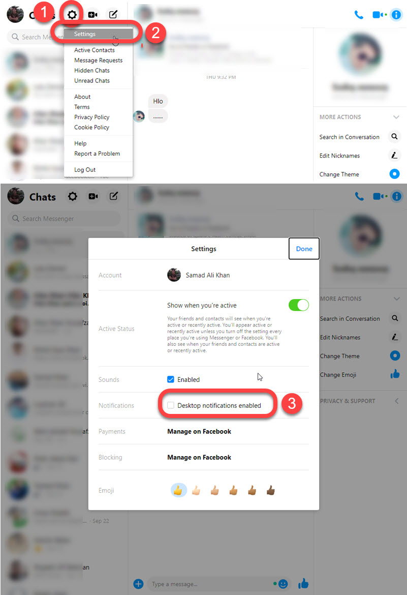 Turn off Messenger notifications on messenger.com