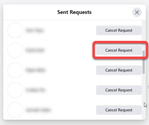 Cancel a sent friend request on Facebook on PC