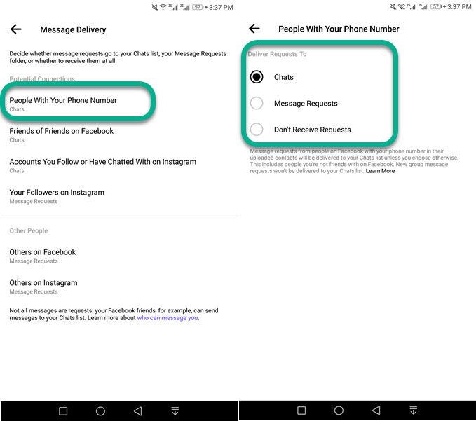 Manage message requests from people with your phone number