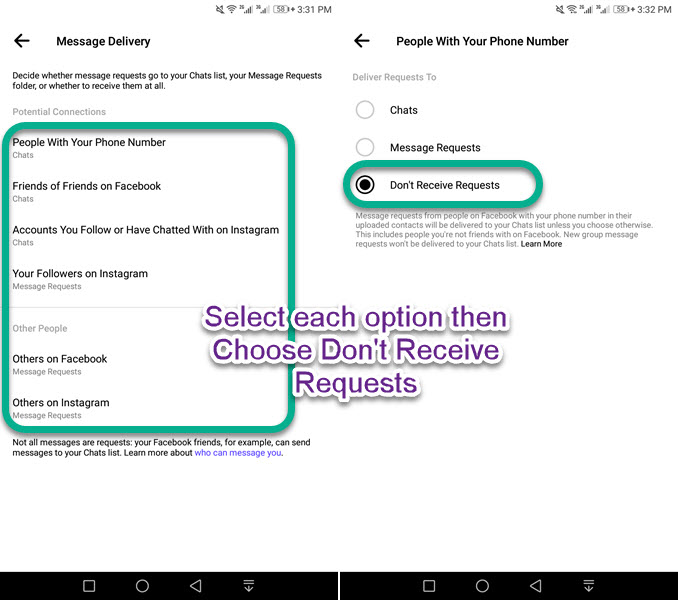 Stop Receiving Message Requests on Messenger