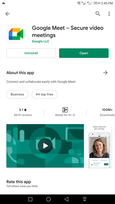 Update your Google Meet Application
