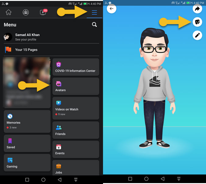 Avatar Stickers on Facebook application