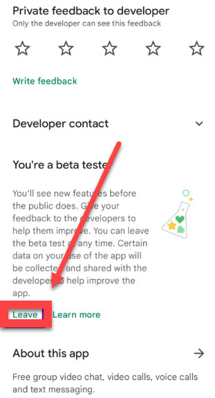 Leave Messenger Beta App Testing on Play Store