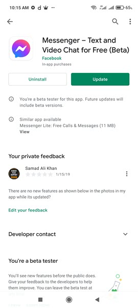 Get the latest Messenger app version