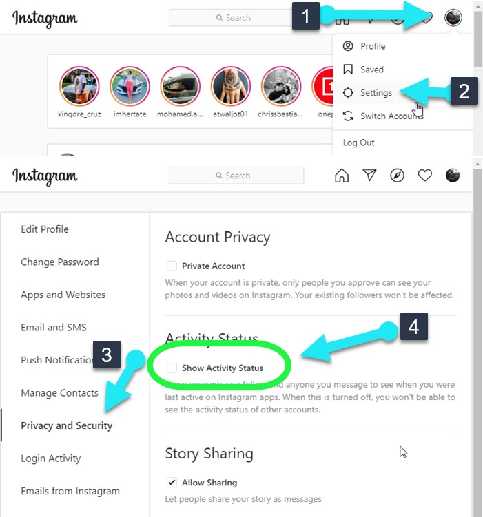 How to turn off active status on IG using PC