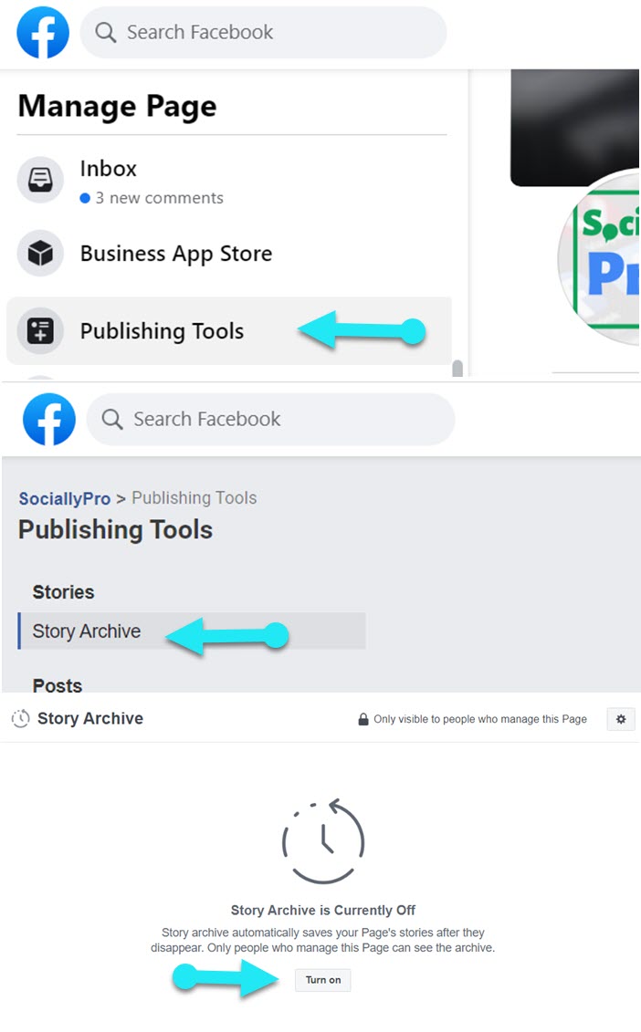 Enable Facebook Page Story Archive