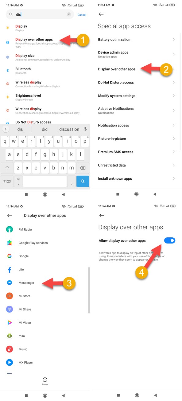 Allow Messenger to display over other apps