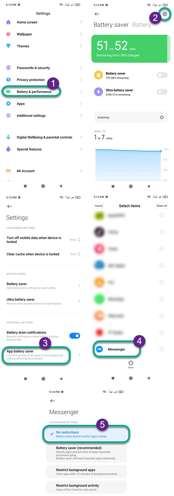 Disable Battery Restrictions for Messenger