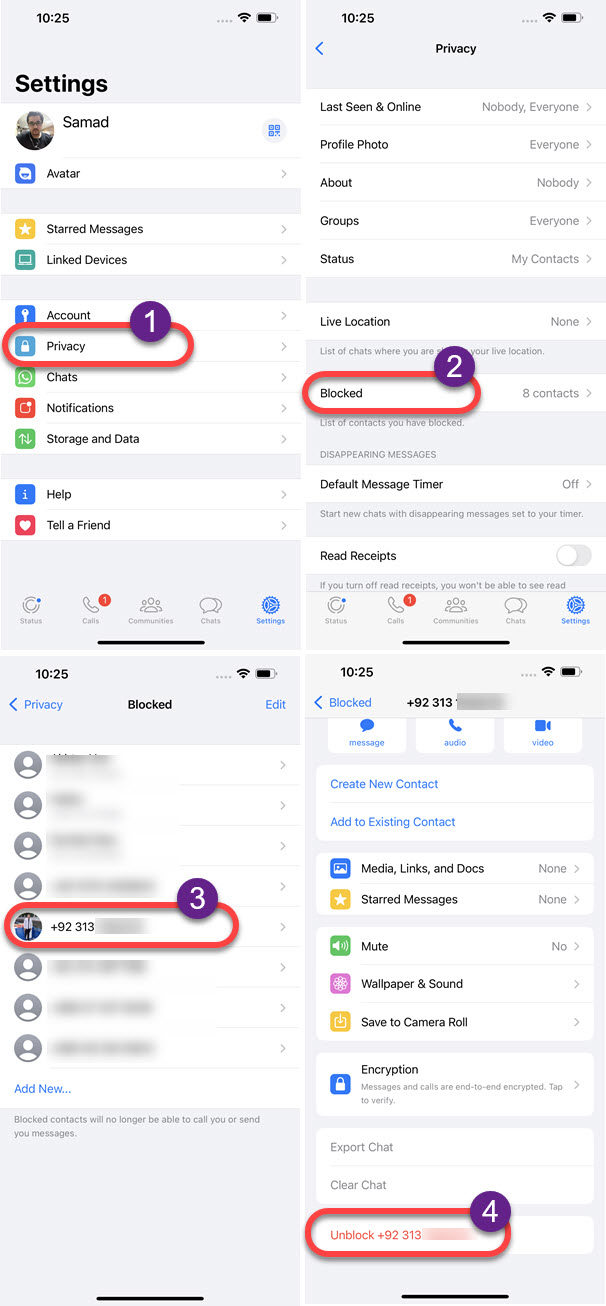 How to unblock someone on WhatsApp on iPhone