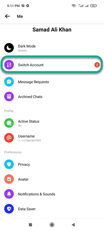 Switch to a Messenger account you want to get notifications for