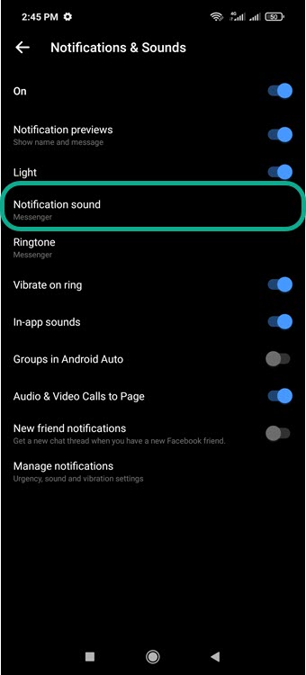 Change Notifications Sound in Messenger