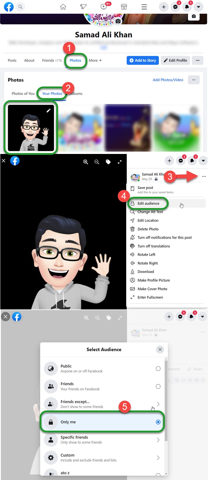 Make photos private on Facebook using PC